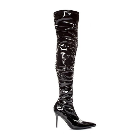 Penthouse Shoes by Elie Lala Faux Stretch Leather & Patent Thigh High Boots 9 - Picture 2 of 8